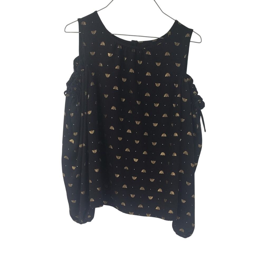 LAUREN CONRAD Black Cold Shoulder Top Womens Size Small S